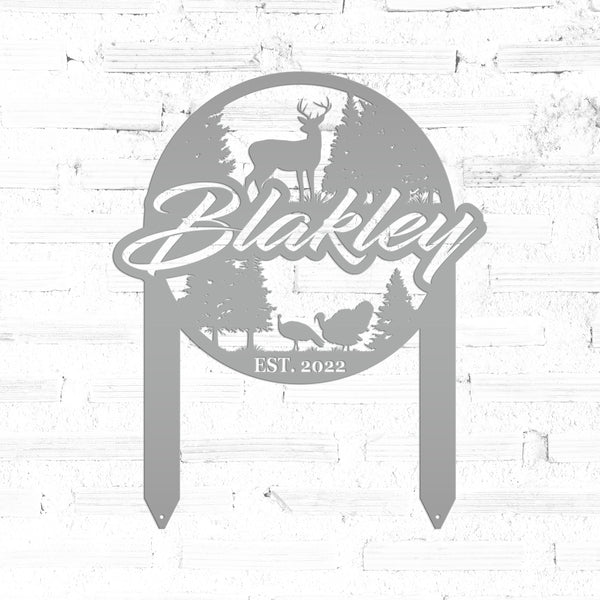 Custom Deer and Turkey Metal Yard Stake - Personalized Custom Lawn-Yard Sign, Gift for Hunter, Hunting Gift