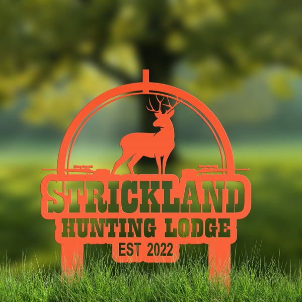 Personalized Deer Lodge Yard Stake - Deer Cabin-Club-Organization-Business Yard Stake- Deer Hunter Club-Lodge