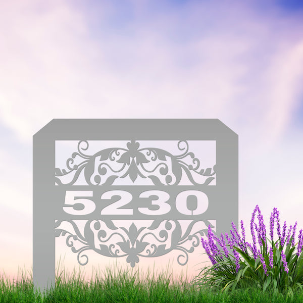 Scrolled Address Yard Stake - Decorative House Number- Address Stake - House Number -Address Yard Sign