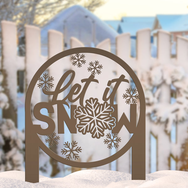 Let it Snow Metal Yard Stake -  Outdoor Winter Decor