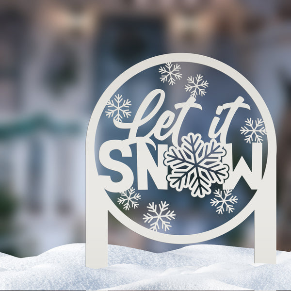 Let it Snow Metal Yard Stake -  Outdoor Winter Decor