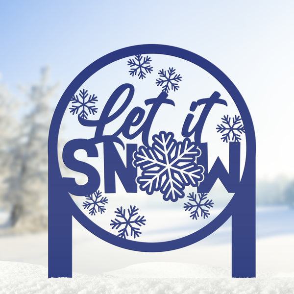 Let it Snow Metal Yard Stake -  Outdoor Winter Decor