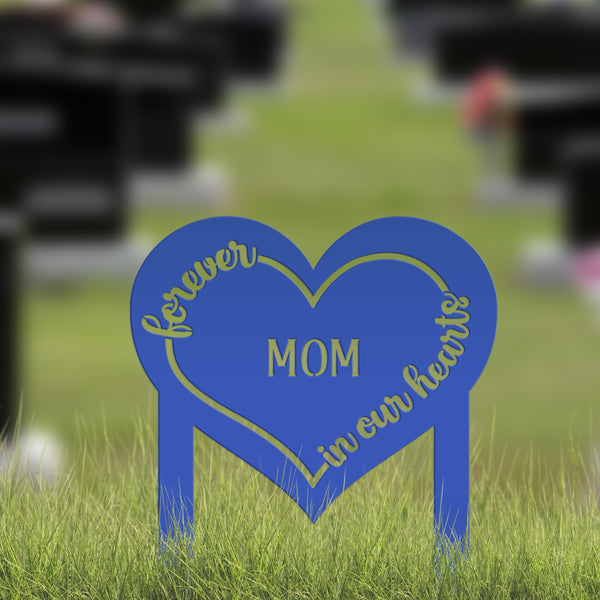 Custom Metal Heart Memorial Yard Stake - Unique Tribute Decor - Forever in our hearts - Personalized Sympathy Gifts - Gravestone Decoration