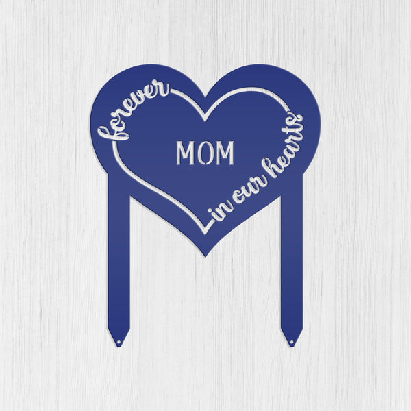 Custom Metal Heart Memorial Yard Stake - Unique Tribute Decor - Forever in our hearts - Personalized Sympathy Gifts - Gravestone Decoration