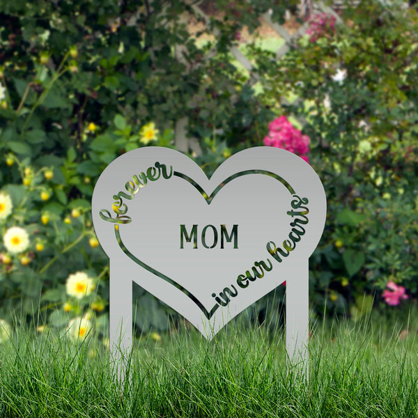 Custom Metal Heart Memorial Yard Stake - Unique Tribute Decor - Forever in our hearts - Personalized Sympathy Gifts - Gravestone Decoration