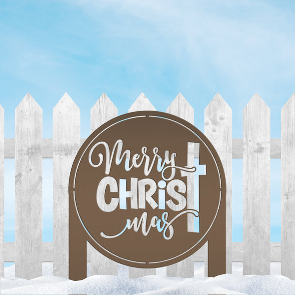 Merry Christ Mas Metal Yard Stake, Christian Outdoor Decor