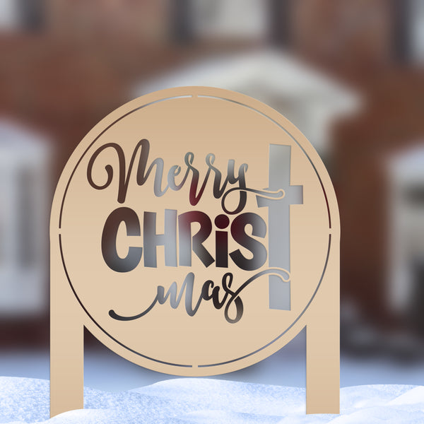 Merry Christ Mas Metal Yard Stake, Christian Outdoor Decor