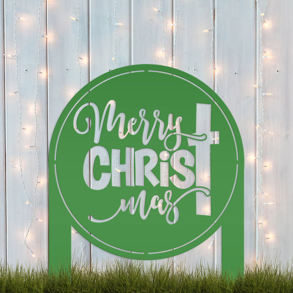 Merry Christ Mas Metal Yard Stake, Christian Outdoor Decor