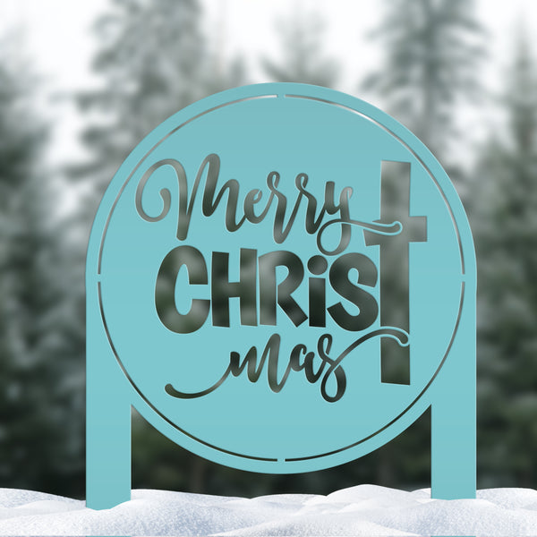 Merry Christ Mas Metal Yard Stake, Christian Outdoor Decor