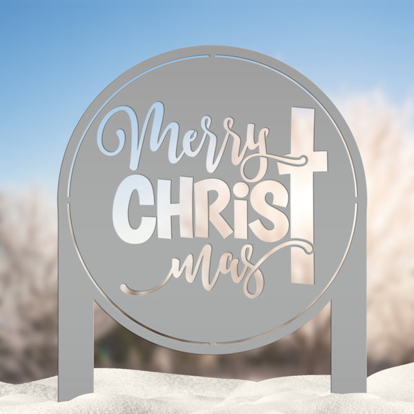 Merry Christ Mas Metal Yard Stake, Christian Outdoor Decor