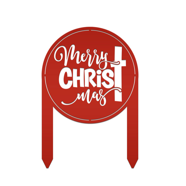 Merry Christ Mas Metal Yard Stake, Christian Outdoor Decor