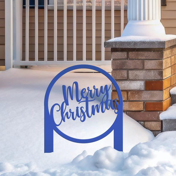Merry Christmas Metal Yard Stake - Outdoor Christmas Decor