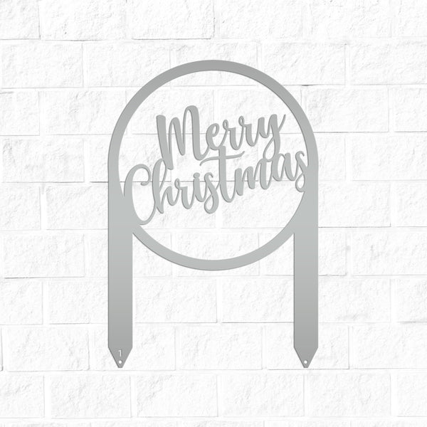 Merry Christmas Metal Yard Stake - Outdoor Christmas Decor