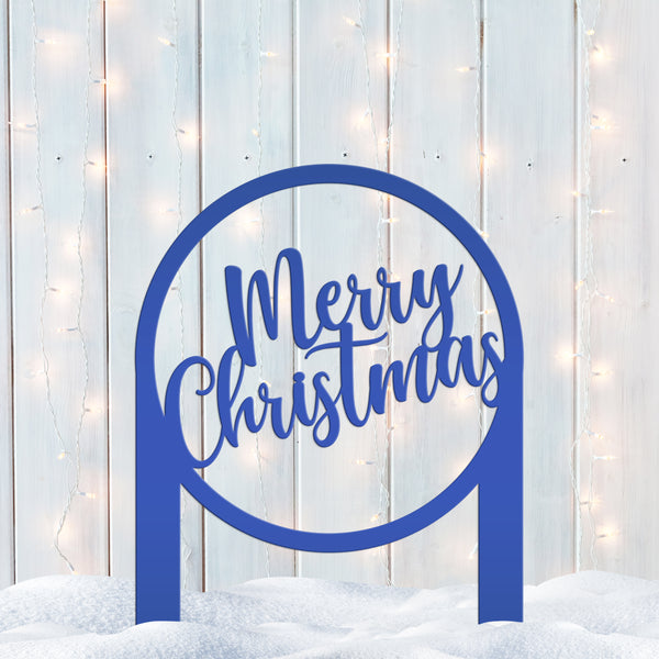 Merry Christmas Metal Yard Stake - Outdoor Christmas Decor