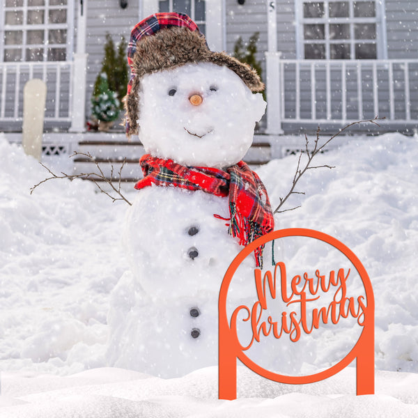 Merry Christmas Metal Yard Stake - Outdoor Christmas Decor
