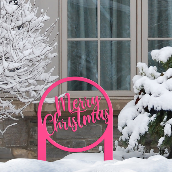 Merry Christmas Metal Yard Stake - Outdoor Christmas Decor