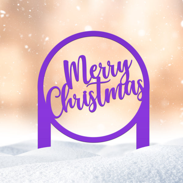 Merry Christmas Metal Yard Stake - Outdoor Christmas Decor