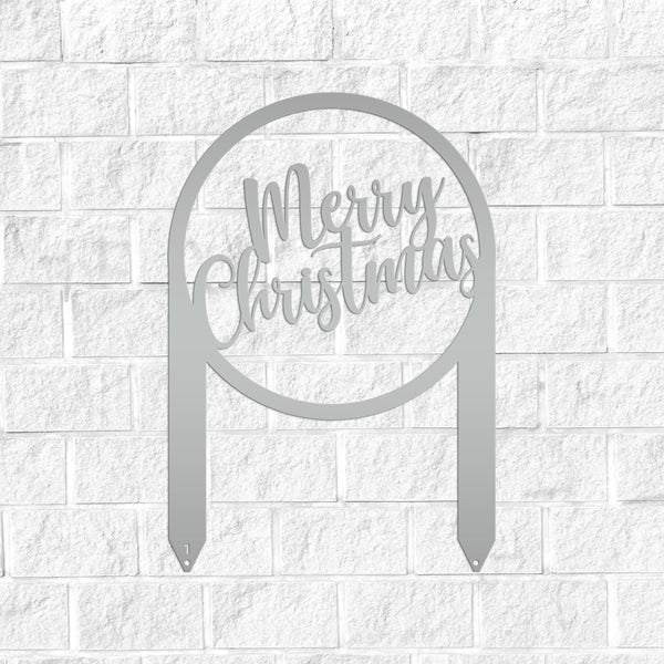 Merry Christmas Metal Yard Stake - Outdoor Christmas Decor