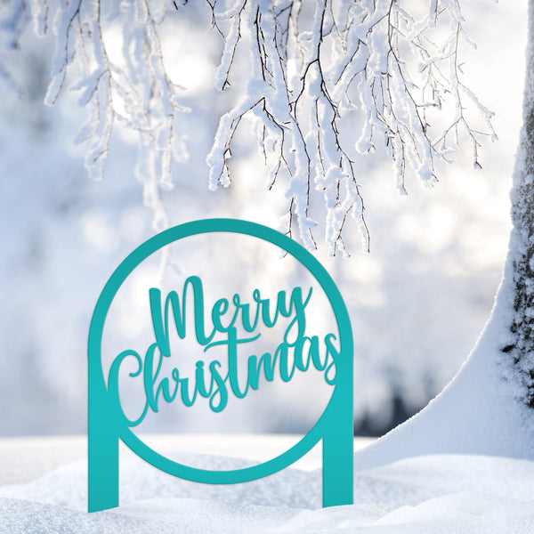 Merry Christmas Metal Yard Stake - Outdoor Christmas Decor