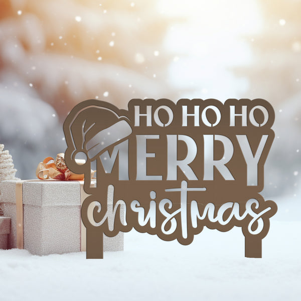 Merry Christmas Metal Yard Art - Seasonal Outdoor Decor - Santa Greeting Lawn Stake - Unique Holiday Welcome Display - Christmas Quote Sign