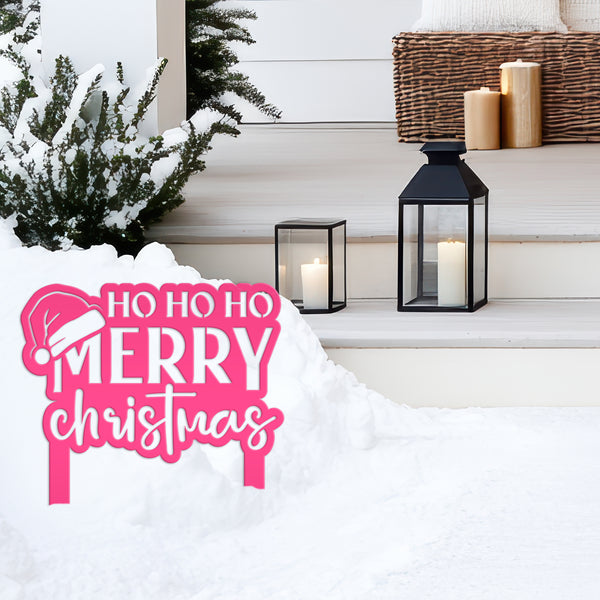Merry Christmas Metal Yard Art - Seasonal Outdoor Decor - Santa Greeting Lawn Stake - Unique Holiday Welcome Display - Christmas Quote Sign