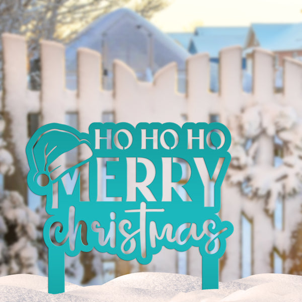 Merry Christmas Metal Yard Art - Seasonal Outdoor Decor - Santa Greeting Lawn Stake - Unique Holiday Welcome Display - Christmas Quote Sign
