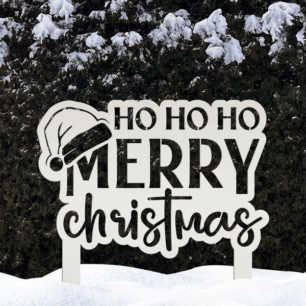 Merry Christmas Metal Yard Art - Seasonal Outdoor Decor - Santa Greeting Lawn Stake - Unique Holiday Welcome Display - Christmas Quote Sign