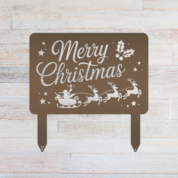 Santa Reindeer Metal Yard Stake - Festive Holiday Lawn Decor - Merry Christmas Decorations - Outdoor Seasonal Sign - Unique Christmas Gifts