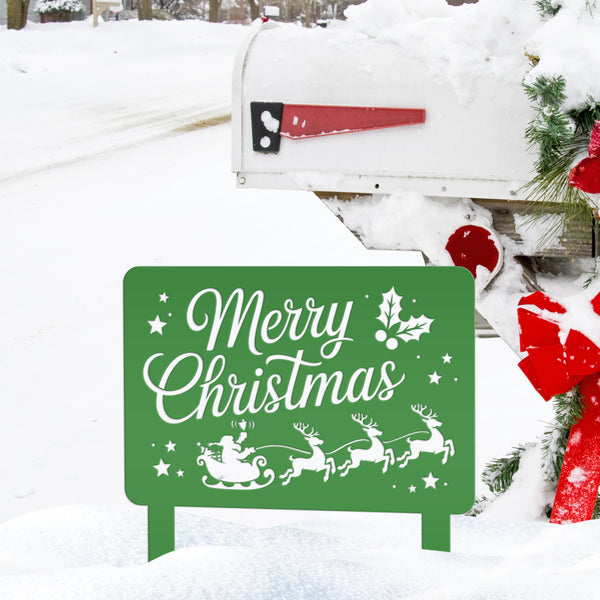 Santa Reindeer Metal Yard Stake - Festive Holiday Lawn Decor - Merry Christmas Decorations - Outdoor Seasonal Sign - Unique Christmas Gifts