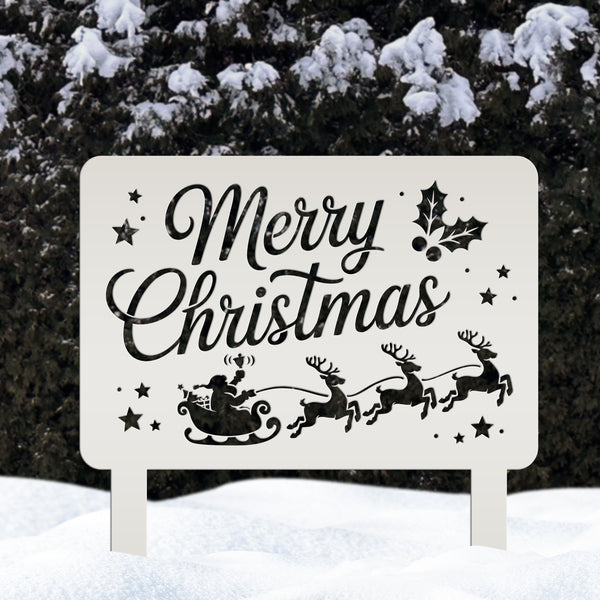 Santa Reindeer Metal Yard Stake - Festive Holiday Lawn Decor - Merry Christmas Decorations - Outdoor Seasonal Sign - Unique Christmas Gifts