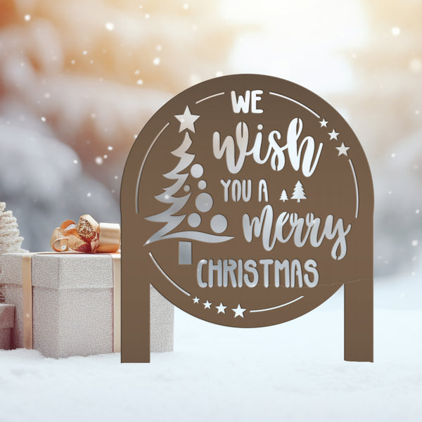 Christmas Greetings Metal Yard Stake - Holiday Garden Decor - Festive Outdoor Lawn Sign - Charming Seasonal Decorations - Christmas Gifts