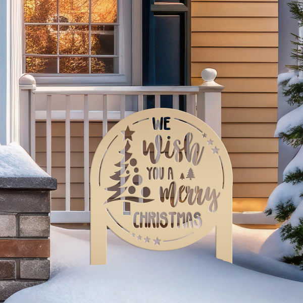 Christmas Greetings Metal Yard Stake - Holiday Garden Decor - Festive Outdoor Lawn Sign - Charming Seasonal Decorations - Christmas Gifts