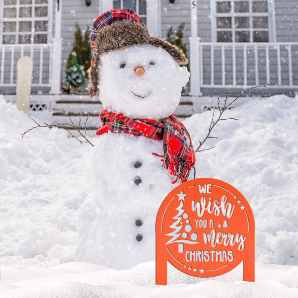 Christmas Greetings Metal Yard Stake - Holiday Garden Decor - Festive Outdoor Lawn Sign - Charming Seasonal Decorations - Christmas Gifts