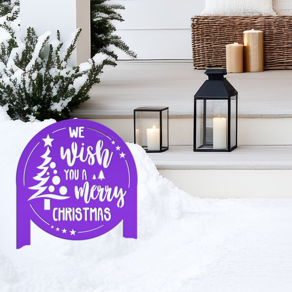 Christmas Greetings Metal Yard Stake - Holiday Garden Decor - Festive Outdoor Lawn Sign - Charming Seasonal Decorations - Christmas Gifts