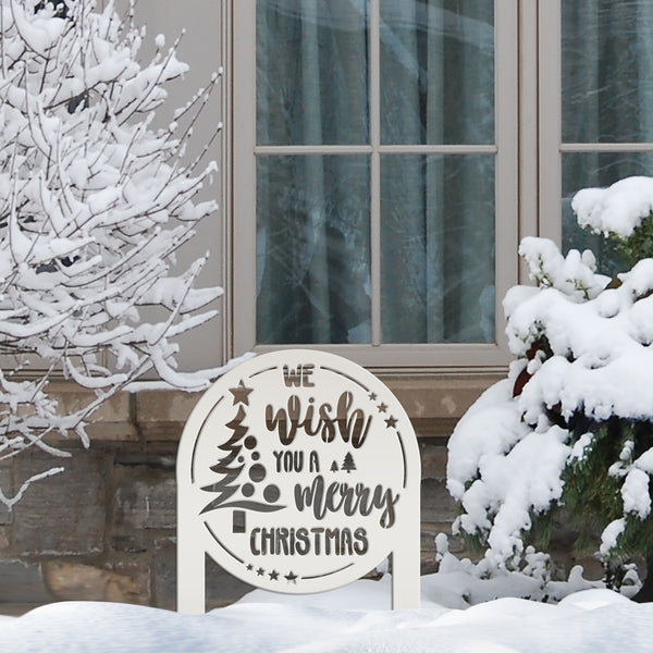 Christmas Greetings Metal Yard Stake - Holiday Garden Decor - Festive Outdoor Lawn Sign - Charming Seasonal Decorations - Christmas Gifts