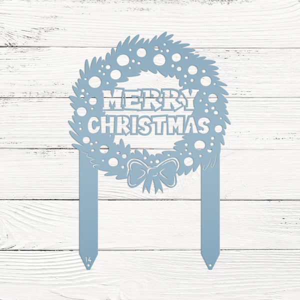 Christmas Wreath Yard Stake, Metal Lawn Decor for the Holidays, Outdoor Christmas Decorations