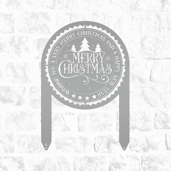 Decorative Merry Christmas Metal Yard Stake , Holiday Decor, Outdoor Christmas Decor