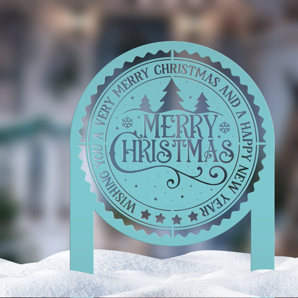 Decorative Merry Christmas Metal Yard Stake , Holiday Decor, Outdoor Christmas Decor
