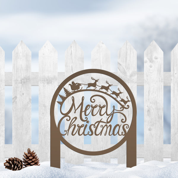 Merry Christmas Metal Yard Stake-Christmas Decor-Outdoor Yard Christmas Decor