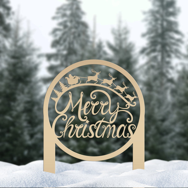 Merry Christmas Metal Yard Stake-Christmas Decor-Outdoor Yard Christmas Decor