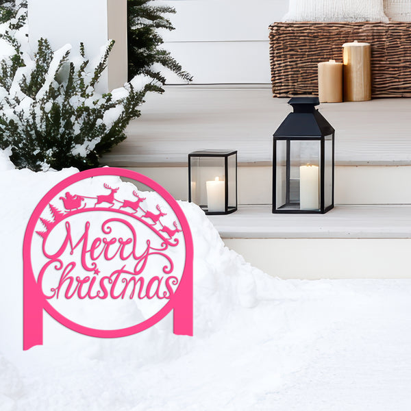 Merry Christmas Metal Yard Stake-Christmas Decor-Outdoor Yard Christmas Decor