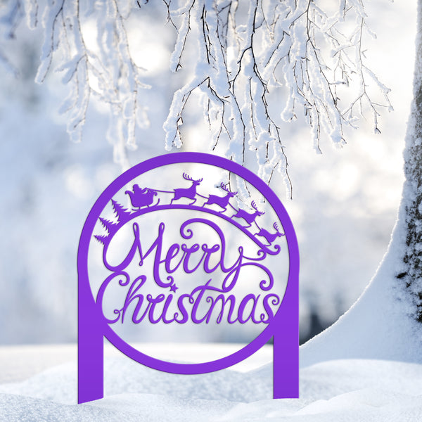 Merry Christmas Metal Yard Stake-Christmas Decor-Outdoor Yard Christmas Decor