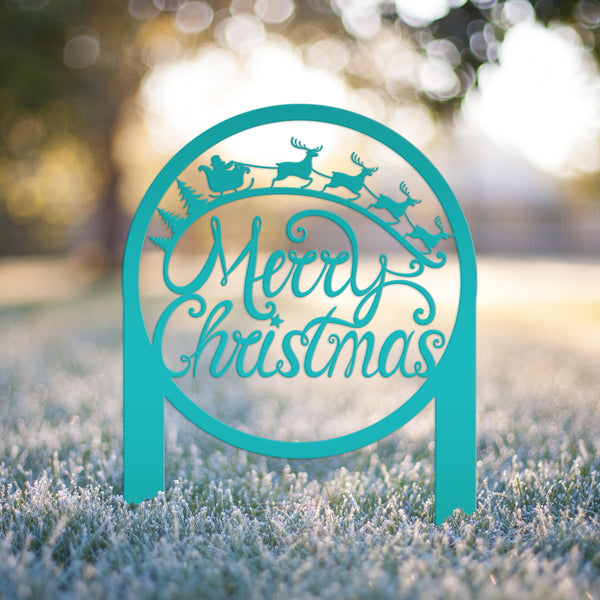 Merry Christmas Metal Yard Stake-Christmas Decor-Outdoor Yard Christmas Decor