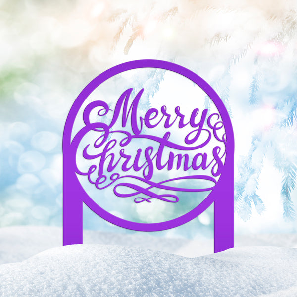 Merry Christmas Metal Yard Stake - Holiday Decor-Outdoor Christmas Yard Decorations