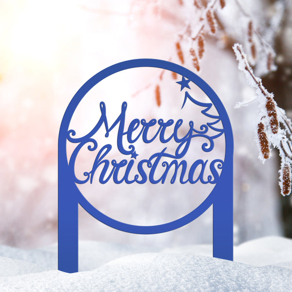 Merry Christmas Metal Yard Stake - Outdoor Christmas Decor