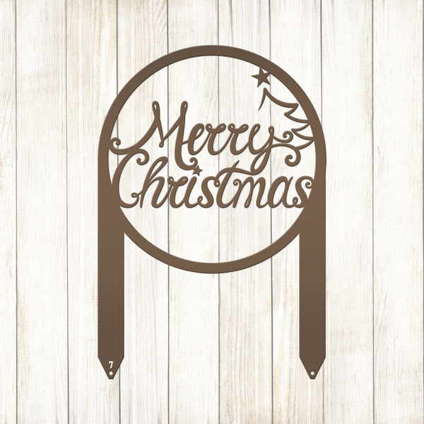 Merry Christmas Metal Yard Stake - Outdoor Christmas Decor