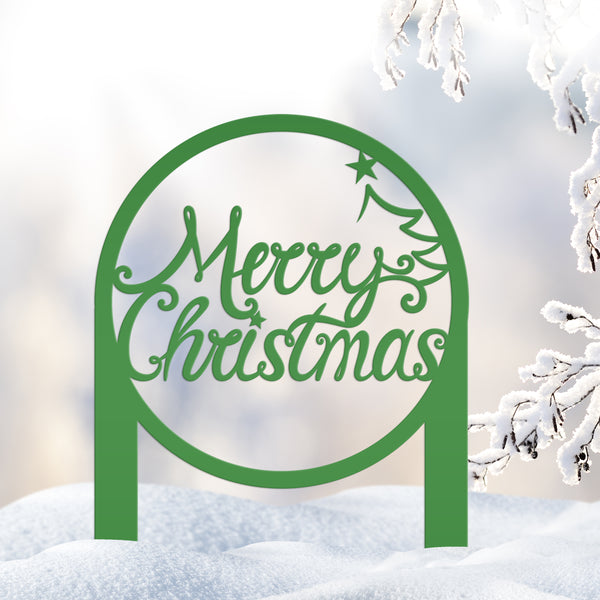Merry Christmas Metal Yard Stake - Outdoor Christmas Decor