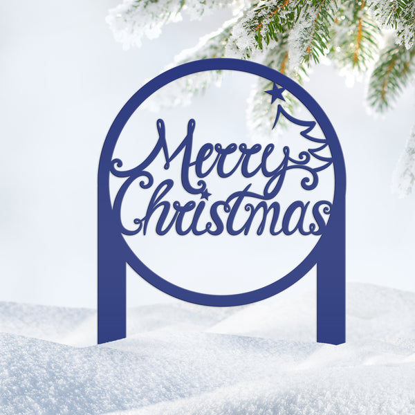 Merry Christmas Metal Yard Stake - Outdoor Christmas Decor