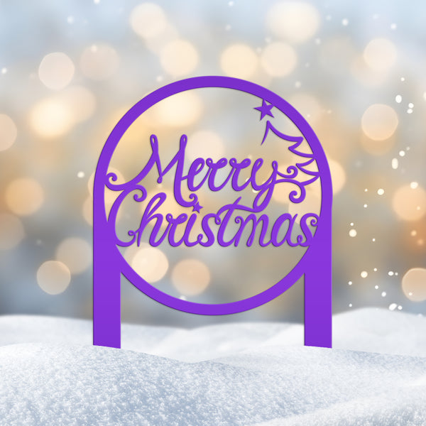 Merry Christmas Metal Yard Stake - Outdoor Christmas Decor