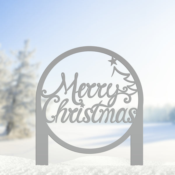 Merry Christmas Metal Yard Stake - Outdoor Christmas Decor